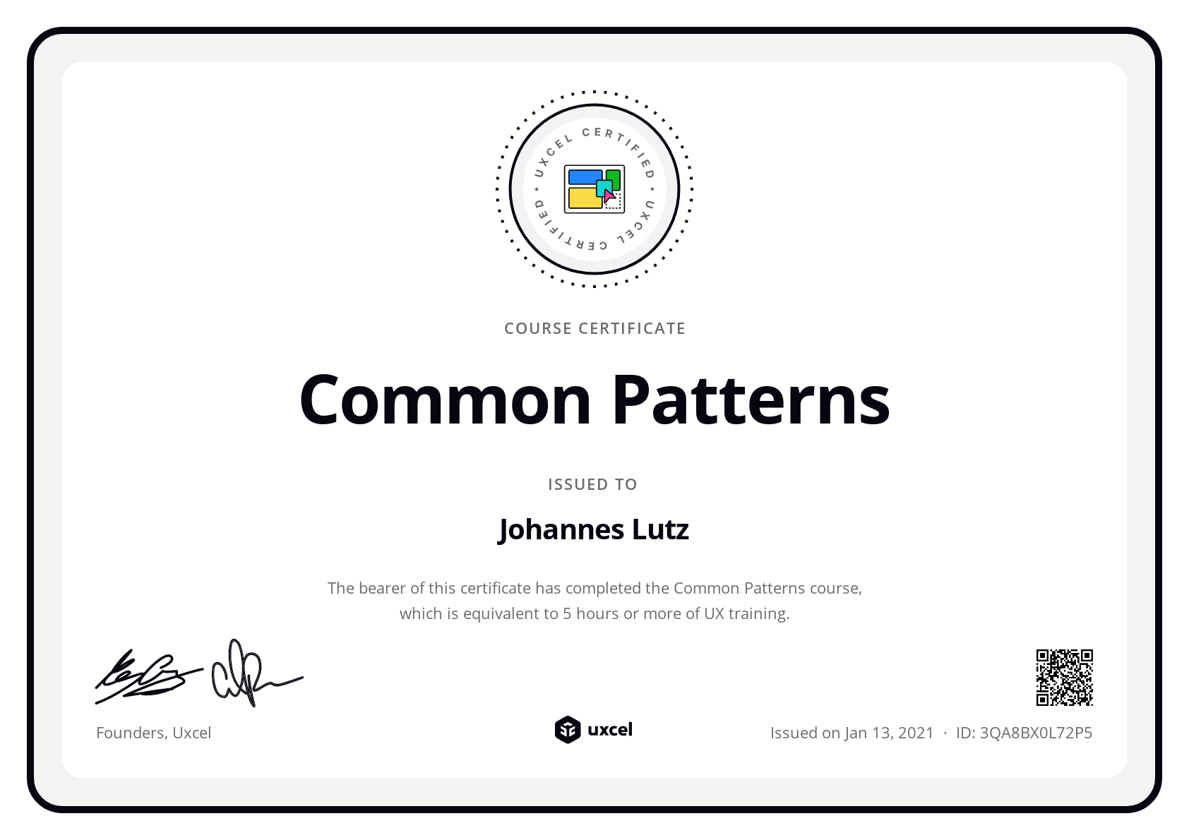 Johannes Lutz's certificate